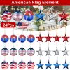 24Pcs Set Hanging Ornaments Ball Star Patriotic Festival Party Decor Independence Day 4th of July Christmas Tree Wall Indoor Outdoor Decoration
