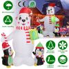 5.9FT Christmas Inflatable Outdoor Decoration Polar Bear Gift Box Penguin Blow Up Yard Decoration with LED Light Built-in Air Blower for Winter Holida