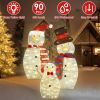 3Pcs 2D Christmas Snowman Yard Decoration Snowman Family Outdoor Decoration With 90Pcs LED Warm Yellow Lights 8 Lighting Modes IP44 Waterproof For Chr