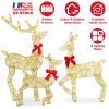3 Pieces 2D Lighted Christmas Deer Family Set Indoor Outdoor Light Up Reindeer Decorations Lighted Buck Doe Fawn Display with 8 Lighting Modes