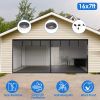 16x7FT Magnetic Garage Door Screen Two-Car Garage Screen Mesh Fiberglass Garage Net with Magnetic Closure 6 Buckle Straps for Two Cars