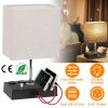 Fully Dimmable Table Lamp for Bedroom Living Room Bedside Lamp for Nightstand Dual USB Ports 2 Power Outlets LED Bulb Included