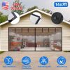 16x7FT Magnetic Garage Door Screen Two-Car Garage Screen Mesh Fiberglass Garage Net with Magnetic Closure 6 Buckle Straps for Two Cars