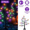 2Pack 1.97FT Lighted Halloween Trees Halloween Indoor Decorations Black Halloween Tree Lights with Timer Adjustable Twigs for Tabletop Party