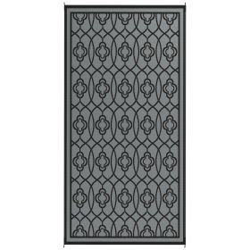 Reversible Outdoor Rug, Waterproof Plastic Straw With Carry Bag, 9 X 18, Black & Gray Lantern