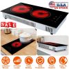 Dual Induction Burners Electric Cooktop 110V Total 1900W Electric Stove Built-in Electric Ceramic Stove with Timer Setting 9 Firepower Levels Over Hea