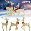 3 Pieces 2D Lighted Christmas Deer Family Set Indoor Outdoor Light Up Reindeer Decorations Lighted Buck Doe Fawn Display with 8 Lighting Modes