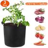 3 Pack Plant Grow Bags Potato Vegetable Planter Bags Breathable Planting Fabric Pots 7Gallons