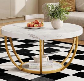 white and gold round coffee table