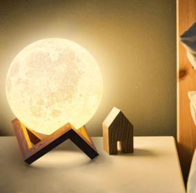 DAYBETTER Moonlight Night Light for Kids Adults, 4Inch/3D Printing Moon Lamp Night Lamp for Bedroom Decor, 16 Color Moon Decor for Kids Bedroom D