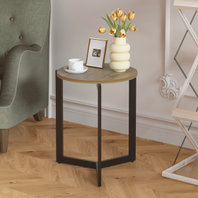 19.68"H Round Side Table, Round Accent End Table with Sturdy Metal Frame, Round Nightstand, for Living Room, Bedroom, Balcony, Office