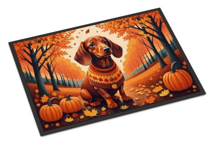 NEW Dachshund Fall Doormat Front Door Mat Indoor Outdoor Rugs for Entryway, Non Slip Washable Low Pile, 18H X 27W