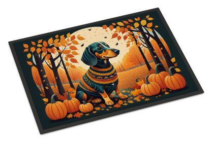 Dachshund Fall Doormat Front Door Mat Indoor Outdoor Rugs for Entryway, Non Slip Washable Low Pile, 24H X 36W
