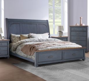 Bridgevine Home Americana King Size Sleigh Bed, Corduroy Blue Finish