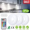 3Pcs RGB Cabinet Lights Remote Control Under Closet Stick On Lamp Multi Color LED Light Light w/ 4/8Hrs Timer