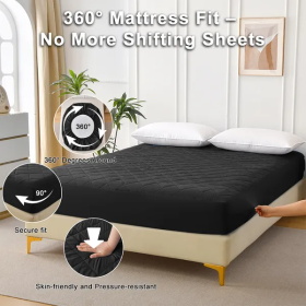 Diamond Grid Ultrasonic Waterproof Mattress Protector (Option: Black-Twin)