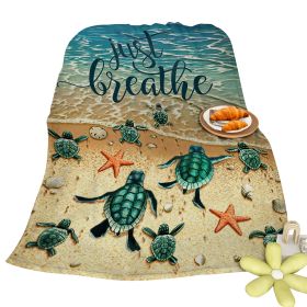 Tropical Baby Sea Turtle Flannel Fleece Blanket 3D Ocean Waves Flannel Soft Plush Throw Blanket Cozy Blankets For Bed Chair Car Sofa Couch Bedroo (Option: 150x200cm-Green)