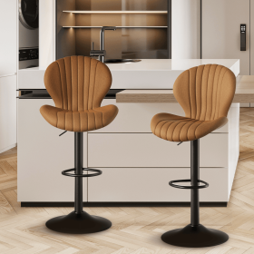 Bar Stools Set of 2 Modern Swivel Bar Chairs, Barstools Counter Height with High Backrest, Easy 3-5 Minute Assembly for Bar, Kitchen, Dining Room (Color: Brown, count: 2set)