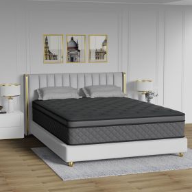 Queen Mattress, 12-Inch Hybrid in A Box | Medium Firm, Cooling Comfort & Motion Isolation, Pocketed Springs, Edge Support | CertiPUR-US Certified (Color: GREY, size: Full Size)