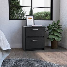 Bethel Two Drawers Nightstand with Handles (Color: black)
