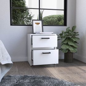 Bethel Two Drawers Nightstand with Handles (Color: White)