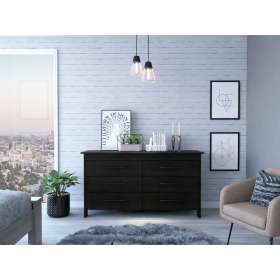 Luxor Six Drawer Double Dresser (Color: black)