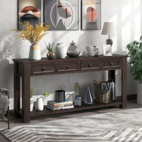 Console Table/Sofa Table with Storage Drawers and Bottom Shelf for Entryway Hallway (Color: Espresso, Material: Solid Wood)