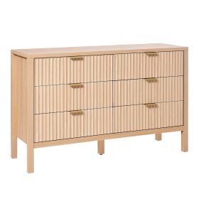 VEVOR 6 Fluted Drawer Dresser, Wooden Chest of Drawers with Sliding & Anti-tip Device, Modern Minimalist Dresser Chest (Number of Drawers: 6 Draws, Length Range: 45-50 inch)